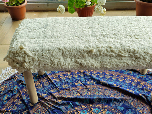 Handloom Bench- White