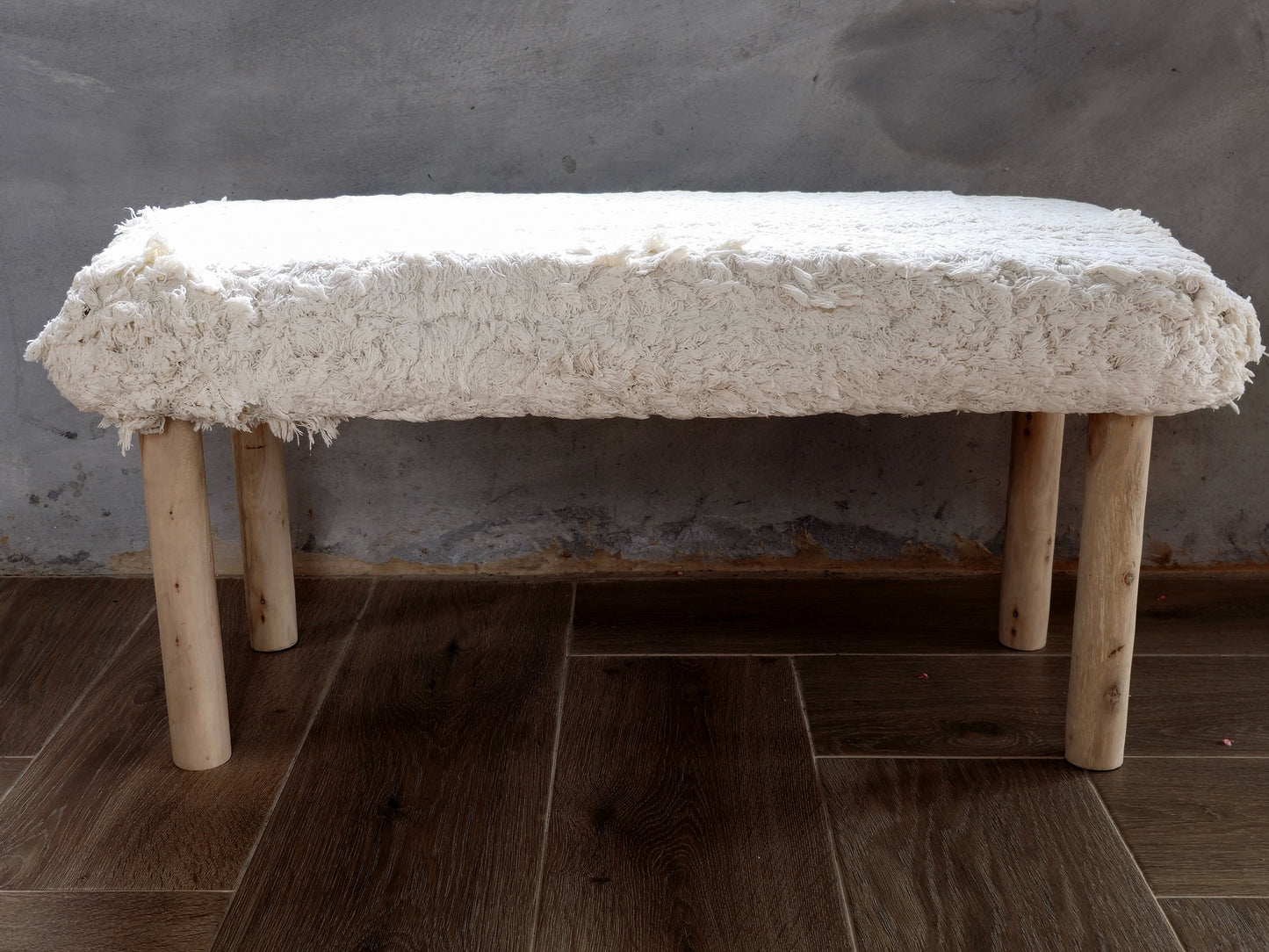 Handloom Bench- White
